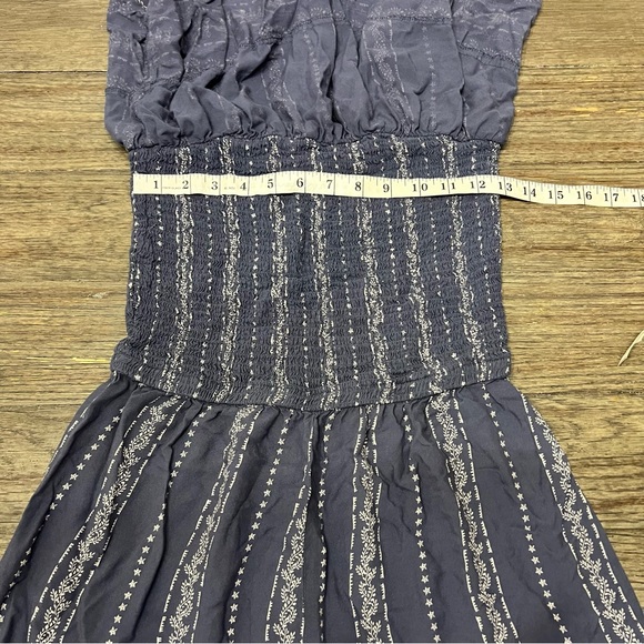 Japna Wide Leg Romper Women's Blue Flare Strapless Smocked Jumpsuit - Picture 4 of 9